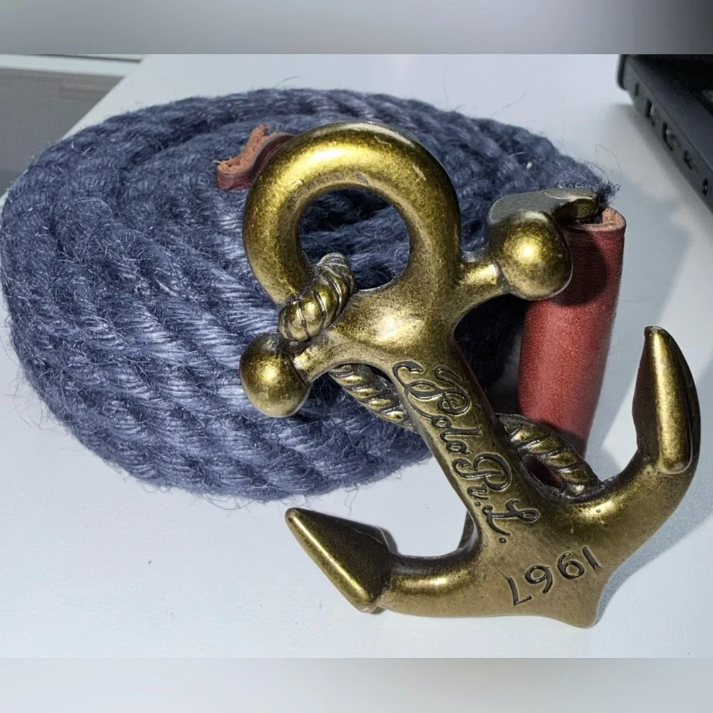 Ralph Lauren Polo Brass Anchor Rare 1967 Blue Rope Nautical collector Belt Small